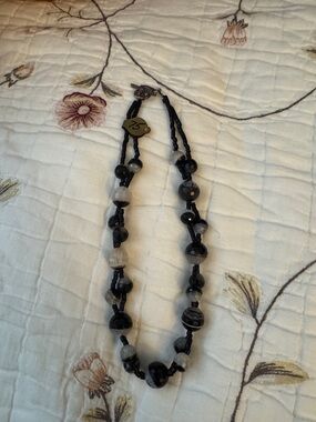 Black and Gray Beaded Women's Necklace - Unbranded